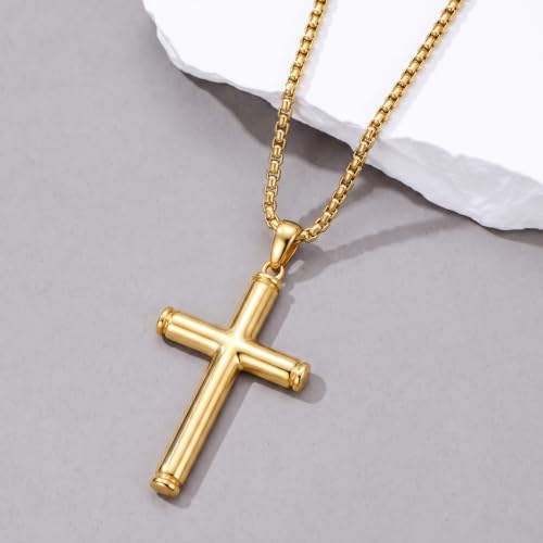 14K Gold Plated Cross Pendant Necklace Christian Jewelry Religious Gift - color: A09-Cross Gold