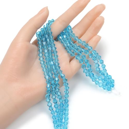 250pcs Czech 6mm (0.24 Inch) Faceted Bicone Crystal Glass Loose Beads Spacer Bulk Aquamarine Blue for DIY Craft Jewelry Making CCB610 - color: Aquamarine Blue, size: 6mm - 250pcs