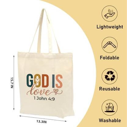 Faith Canvas Tote Bag, Christian Gifts for Women Girls Mom Sister Inspirational Bible Verse Birthday Christmas - color: Colorful Christian 819