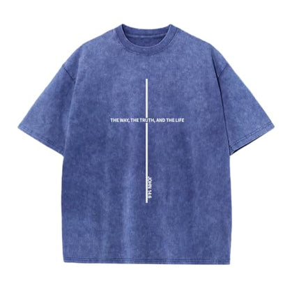 Boys Christian Shirts for Kids Jesus God Bible Verse Religious Faith T Shirt Youth Acid Wash Cross Graphic Tees Tops - color: Blue, size: 7-8 Years
