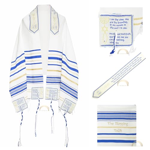 The Blessing Tallit, Messianic Christian Prayer Shawl 73x33in - color: Royal Blue