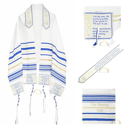 The Blessing Tallit, Messianic Christian Prayer Shawl 73x33in - color: Royal Blue