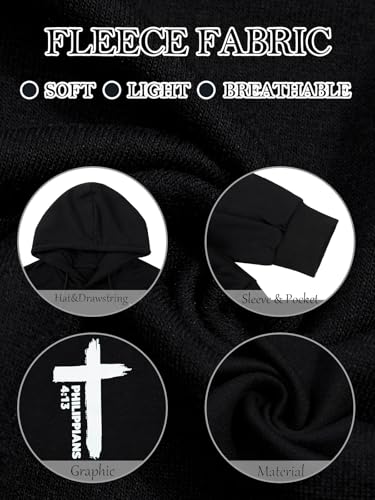 Christian Hoodies for Men Religious Faith Jesus Hoodie - color: Black, size: Medium