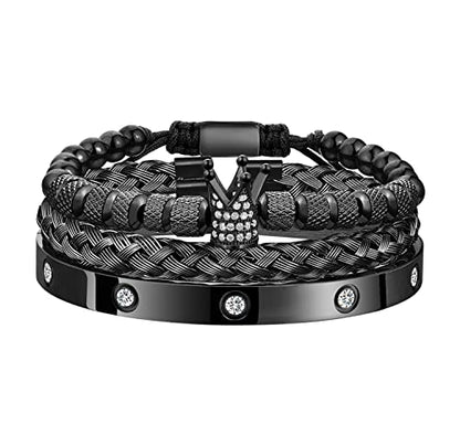 WFYOU Stainless Steel Bracelets for Men Gold Cuff Bracelet Birthday Gifts - color: Black 11