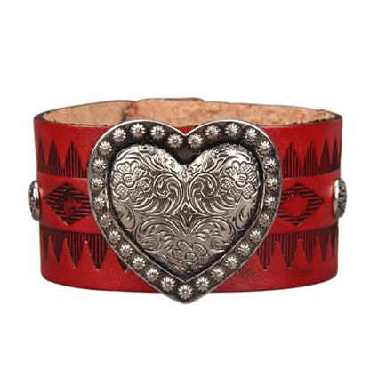 GelConnie Punk Leather Cuff Bracelet Adjustable Straps Wrap Bracelets Arm Armor Cuff Gothic Leather Wristbands for Men, Women - color: MLPB101-Red