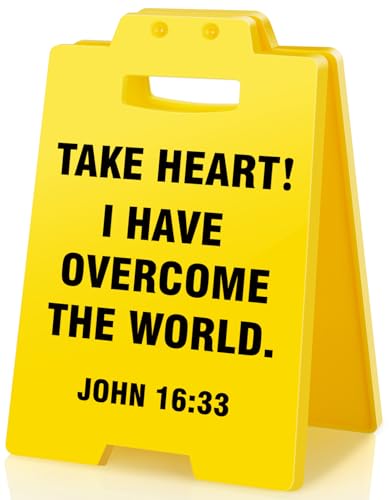 Inspirational Christian Bible Verse - Take Heart! I Have Overcome the World, Quote John 16:33, Positive Office Religion Decor for Women Men Friend Galentines Valentines Day Birthday Gifts - style: I Have Overcome the World
