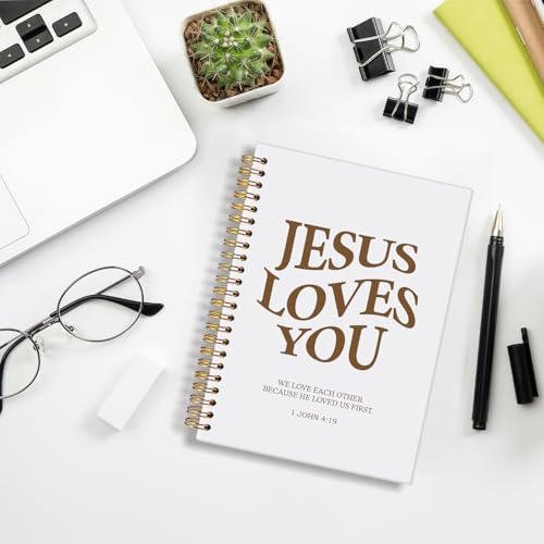 Christian Spiral Notebook,Inspirational Bible Verse Journal - color: 1 John 4:19