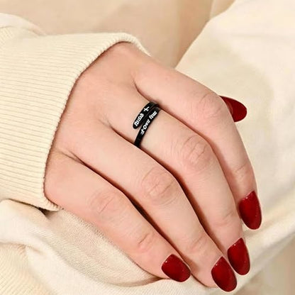Faith Over Fear Cross Inspirational Rings for Women Daughter, Christian Blessed Hope Love Encouragement Rings Adjustable Open Tiny Purity Wrap Thumb Cross Ring Jewelry Graduation Cocktail Party - color: Black