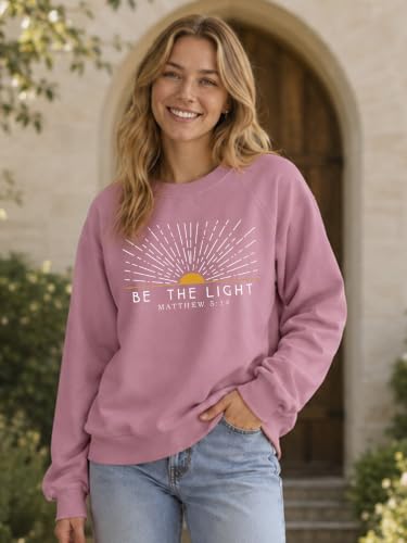 Christian Sweatshirt for Women Be The Light Pullover - color: Pink, size: Small