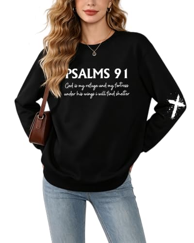 Christian Sweatshirts for Women Jesus Long Sleeve Graphic Shirts - color: Black, size: Medium