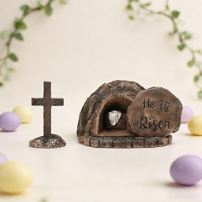 Empty Tomb with Cross Decorations - Nativity Scene Set He is Risen