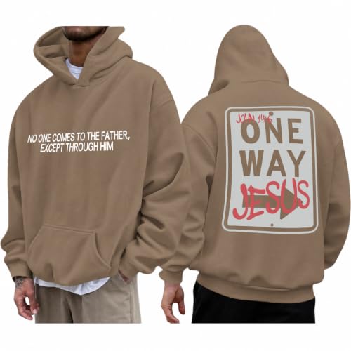 BeWithYou Christian Jesus Hoodies for Men Religious Faith God Sweatshirt Inspirational Bible Verse Graphic Hoodie Pullover - color: Coffee, size: XX-Large
