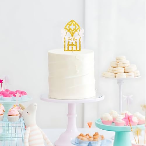 God Bless Cake Topper, Mi Baptism Cake Decor, Gold Glitter Christening Dove Cake Topper for Baby Shower, Religious Themed Party Decoration - style: God Bless