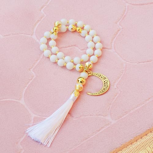 Muslim Prayer Rug with Tasbih Prayer Beads, Soft Memory Foam Prayer Matt Islam, Padded Islamic Prayer Mat Thick for Men and Women, Janamaz, Sajadah (25.6" x 43.3", Pink) - color: Pink