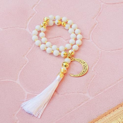Muslim Prayer Rug with Tasbih Prayer Beads, Soft Memory Foam Prayer Matt Islam, Padded Islamic Prayer Mat Thick for Men and Women, Janamaz, Sajadah (25.6" x 43.3", Pink) - color: Pink