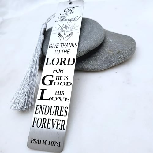 Christian Psalm Bookmarks, Bible Verse Gifts, Metal Bookmarks (PSALM 107:1 Bookmark Gifts) - color: Psalm 107:1 Bookmark Gifts