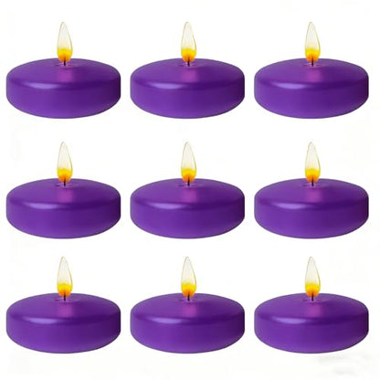 Purple Floating Candles 3 Inch 12 Pack - color: Purple, size: D：3 in