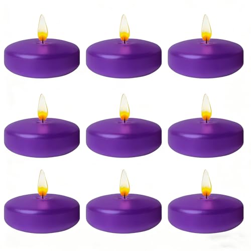 Purple Floating Candles 3 Inch 12 Pack - color: Purple, size: D：3 in
