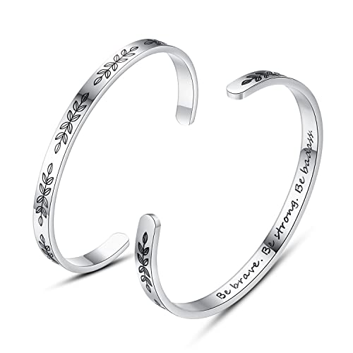 TONY & SANDY Cuff Bracelets for Women Teen Girls Best Friend Sister Mom Daughter Granddaughter Easter Birthday Mother's Day Christmas Stocking Stuffers for Teen Girls Women Jewelry - style: 1 - Be brave be strong be badass