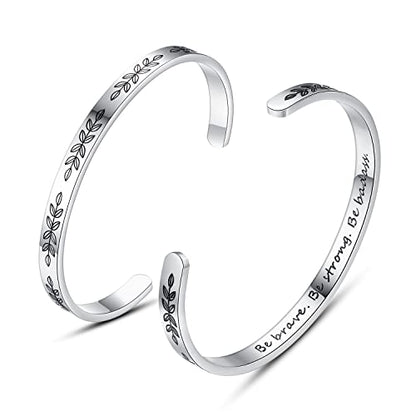 TONY & SANDY Cuff Bracelets for Women Teen Girls Best Friend Sister Mom Daughter Granddaughter Easter Birthday Mother's Day Christmas Stocking Stuffers for Teen Girls Women Jewelry - style: 1 - Be brave be strong be badass