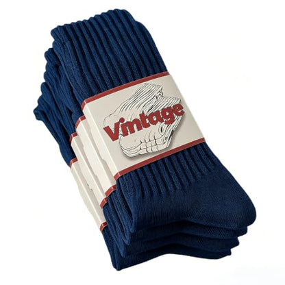 DAUCO 4 Pairs 98% Cotton Socks for Men Women Crew Seamless Fall Slouchy Socks - color: 4 Pairs - Navy Blue, size: 10-13