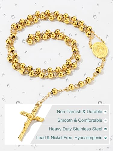 Supcare Rosary for Men Women Catholic Necklace Rosary Beads Customized - color: A03-Virgin Mary Yellow