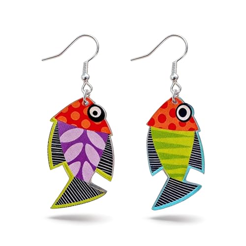 Colorful Ocean Fish Earrings for Women Summer Acrylic Sea Earrings Summer Fish Jewelry Gifts Accessories for Holiday Outfits Trendy Jewelry Gifts - color: A