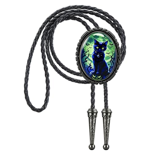 GelConnie Gothic Bolo Tie for Men Women 3D Art Western Cowboy Necktie - color: Gothic Cat Bolo Tie