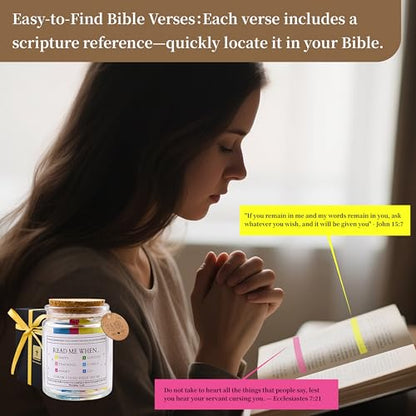 Bible Verse Jar, 108 Scripture Cards, Read Me When Christian Birthday Gifts for Women, Men, Mom, Graduation, Baptism Confirmation Gifts, Prayer Jar for Daily Encouragement & Bible Study