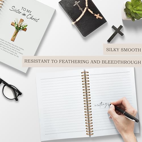 Poecinvi Sister in Christ Christian Notebook Journal for Women, Floral Cross Bible Verse Notebook, Faith Based Gift for Women Friend, Spiral Notebook 5.5x8.3 Inch - color: To My Sister in Christ
