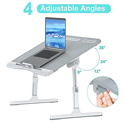 KLEAR Laptop Bed Tray Desk with Adjustable Height & Angle, No Drawer, Grey - color: Gray, size: Large without Bag (13.4"x23.6")