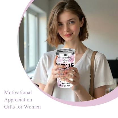 Positive Affirmations Tumbler, Self Love Mental Health Gifts Inspirational Gifts for Women Friend Sister Girls Birthday Friendship Christmas 20 oz Insulated Coffee Tumbler Travel Cup - color: SheIs 0855