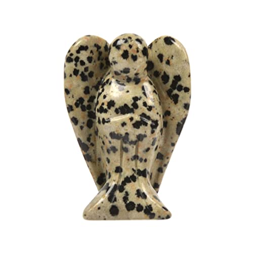 Justinstones Carved Dalmatian Jasper Gemstone Peace Angel Pocket Guardian AngelHealing Statue 2 inch - color: Dalmatian Jasper