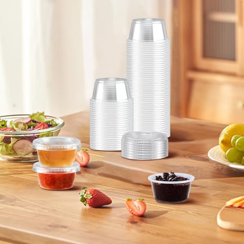 400 Pack 2 oz Jello Shot Cups with Lids, Disposable Condiment Cups - size: 2oz-400p