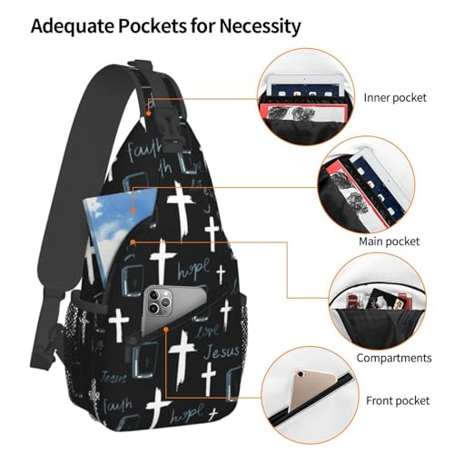 Jesus Christian Cross Crossbody Sling Bag For Women Men Adjustable Chest Bag Cute Shoulder Backpack Daypack For Sport Travel Hiking - color: Jesus Christian Cross 5