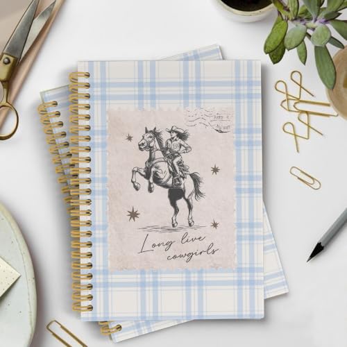 YLZlhb Blue Gingham Western Cowgirl Spiral Notebook Journal 5.5x8.3 Inches - color: Cowgirl2