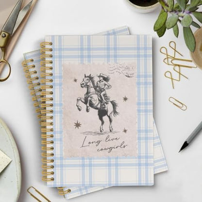 YLZlhb Blue Gingham Western Cowgirl Spiral Notebook Journal 5.5x8.3 Inches - color: Cowgirl2
