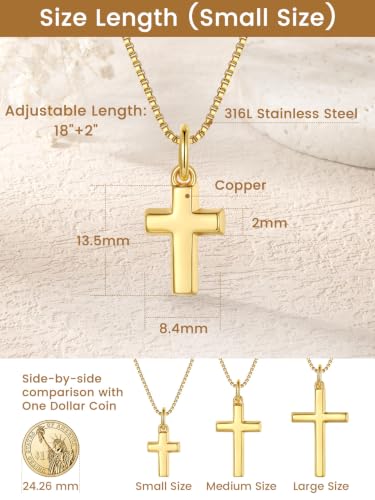KeyStyle Cross Necklace for Women,Silver/Gold/Rose Gold Cross Pendant - color: 01-Small Cross-Rose Gold