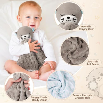 Loveys for Babies, Gray Prayer Otter Baby Security Blankets - color: Gray Otter