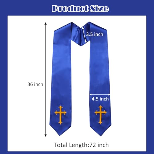 Clergy Stole & Choir Stole with Embroidered 60/72" - color: Royal Blue, size: 72 inch