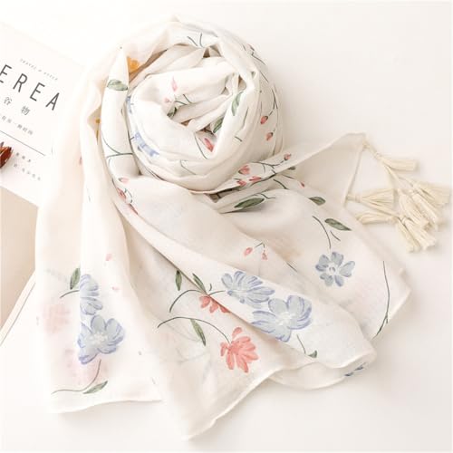Yeieeo Boho Scarf for Women Lightweight Floral Printed Scarf Fall Winter Fashion Fringed Shawl - color: Floral 31