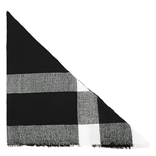 American Trends Scarfs for Women Winter Triangle Scarf Classic Plaid Warm Scarf Soft Scarves Knitted Wrap Shawl - color: Triangle Black & White