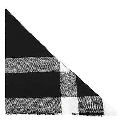 American Trends Scarfs for Women Winter Triangle Scarf Classic Plaid Warm Scarf Soft Scarves Knitted Wrap Shawl - color: Triangle Black & White