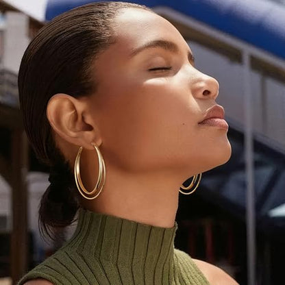Gacimy Criss Cross Hoop Earrings for Women, 14K Gold Plated Hoops - color: Gold, size: 50mm