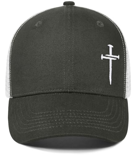 Christian Jesus Cross Hat - Faith Hats for Men Women - Religious Gifts for Thanksgiving Christmas - color: Cross/Dark Green