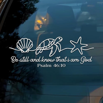 Be Still and Know that I Am God Psalm 46:10 Car Decal Christian Turtle Sticker Bible Verse Inspiration Decals Car Windows Trucks Accessories Vinyl Waterproof 6 Inches Bumper Sticker - style: Be Still & Know That I Am God