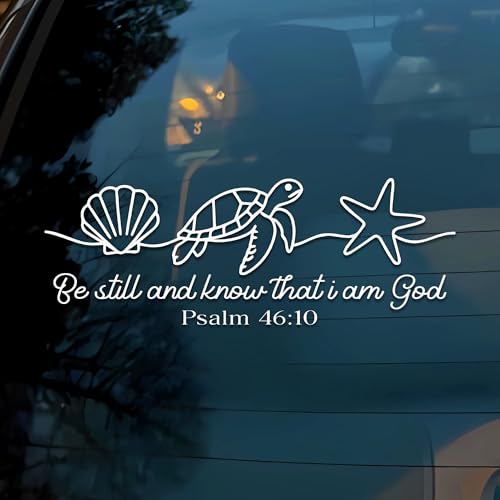 Be Still and Know that I Am God Psalm 46:10 Car Decal Christian Turtle Sticker Bible Verse Inspiration Decals Car Windows Trucks Accessories Vinyl Waterproof 6 Inches Bumper Sticker - style: Be Still & Know That I Am God