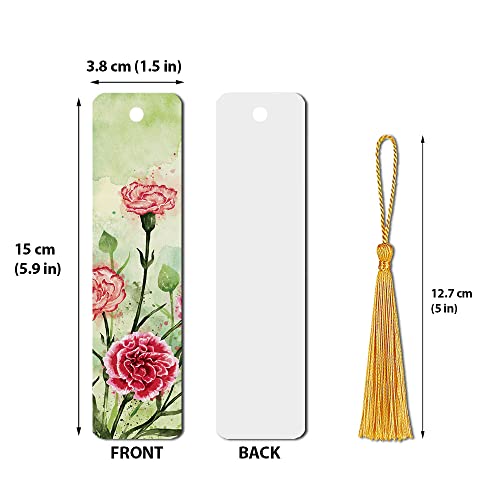 WIRESTER Set of 2 Metal Bookmarks with Light Gold Tassel for Students, Reader, Teachers, Book Lovers - Carnations Flowers, Irises Flowers - color: Carnations Flowers, Irises Flowers
