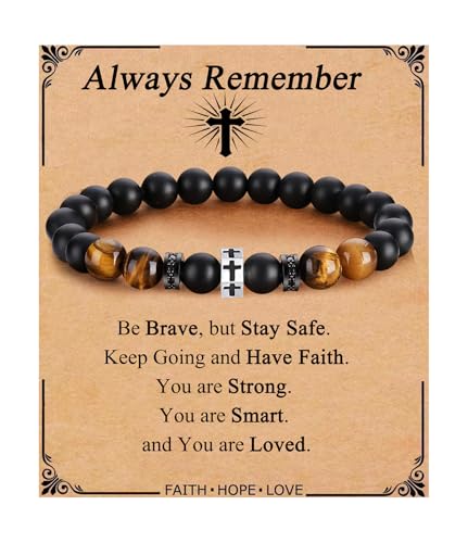 QWNHONEY Cross Bracelet for Men Son Brother Boyfriend Father Dad Husband Father's Day Birthday Christian Religious Faith Graduation Anniversary Christmas Jewelry Gift for Man - style: Christian Bracelet