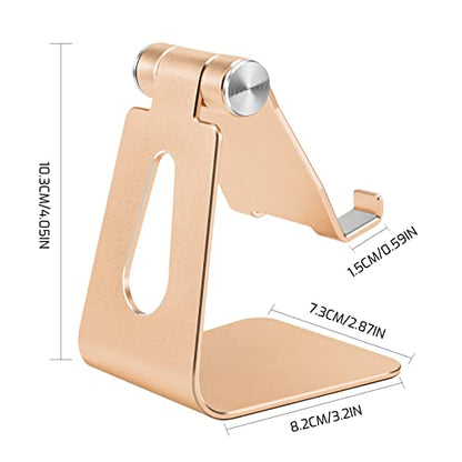 Adjustable Aluminum Alloy Cell Phone Stand, Tabletop Metal Phone Holder,Desktop Phone Dock,Smartphone Cradle,Gold - color: Gold